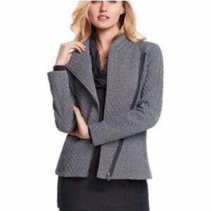 Cabi Gray Herringbone quilted moto jacket Style #3025 Size L